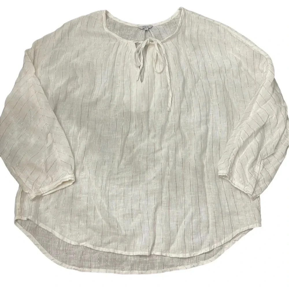 Rails Finn Metallic Stripe Tie Blouse. Size large. EUC.
